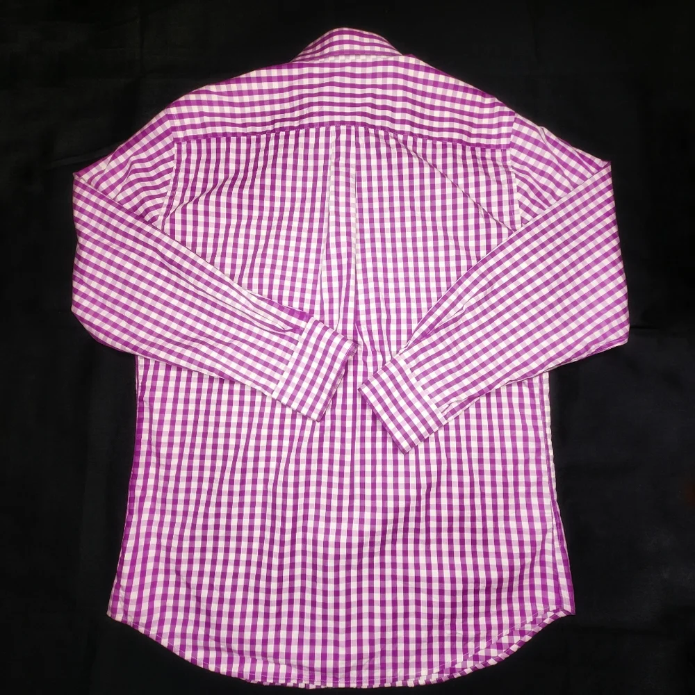 Peter Millar Purple Checkered Long Sleeve Button Down Mens Large Shirt